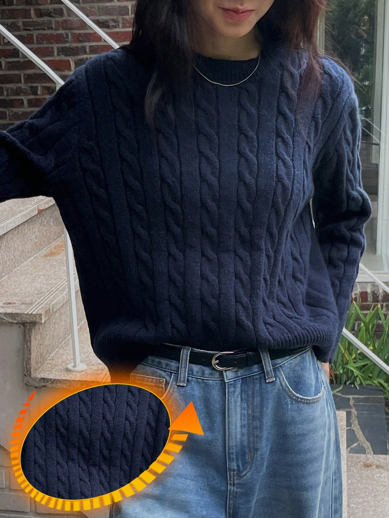 DAZY Damen einfarbiger Rundhalspullover mit Dropped Shoulder für Geschäft und Lässig, Herbst/W... | SHEIN