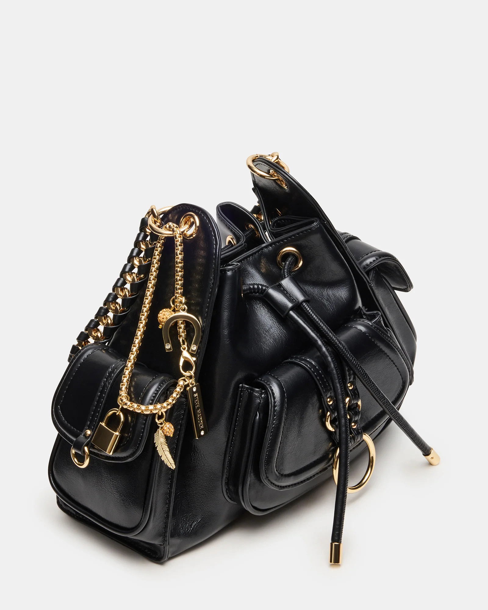 DRU Bag Black Hobo Shoulder Strap Chain Strap Handbag | Steve Madden (US)