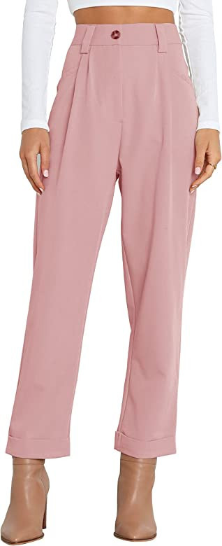 Febriajuce Women's Dress Pants Lightweight Work Ankle Pants Business Casual Travel Trouser with P... | Amazon (US)