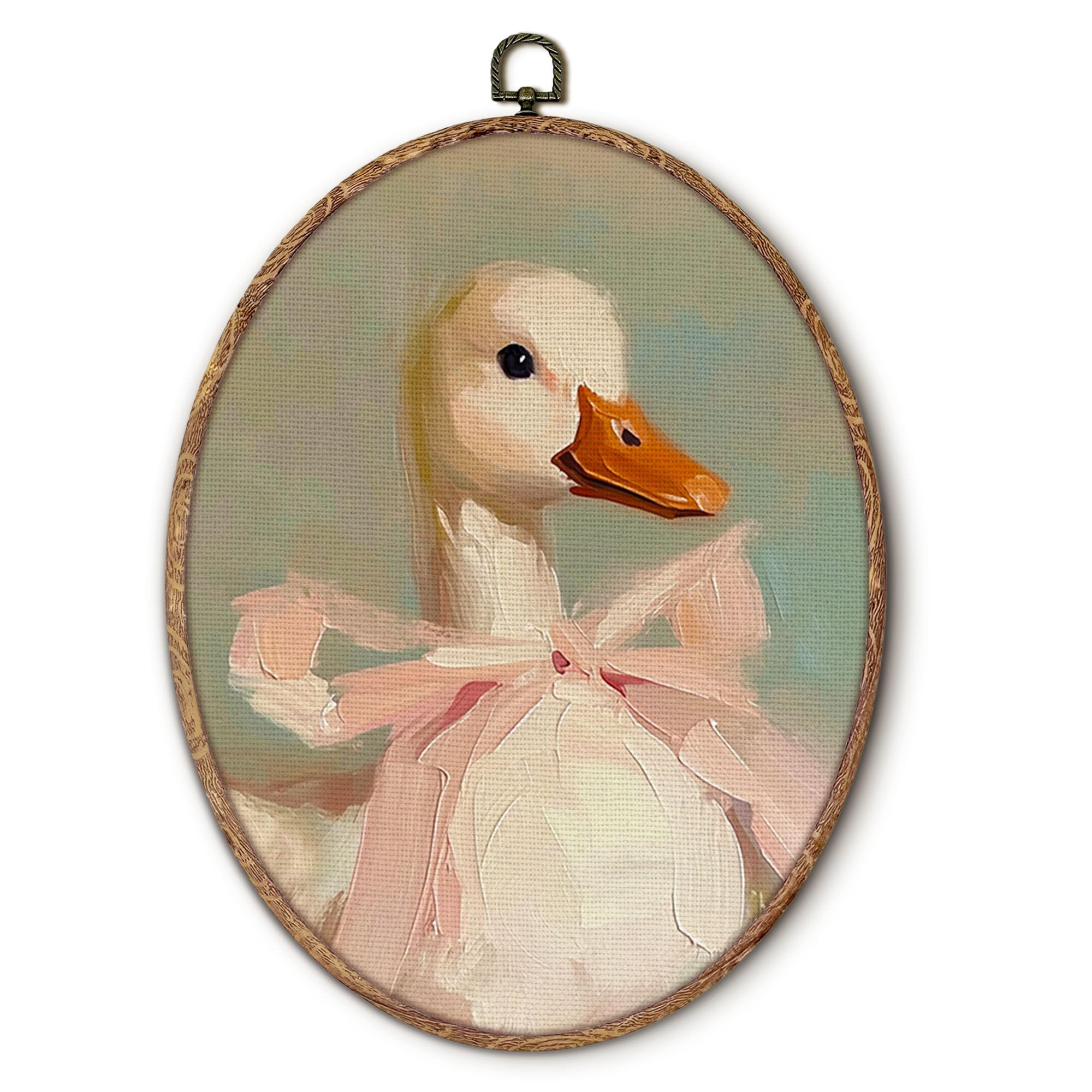 Hxlac Coquette Pink Bow Duck Oval Wall Art Framed, Preppy Girly Oval Wall Decor, Vintage Girly Du... | Amazon (US)