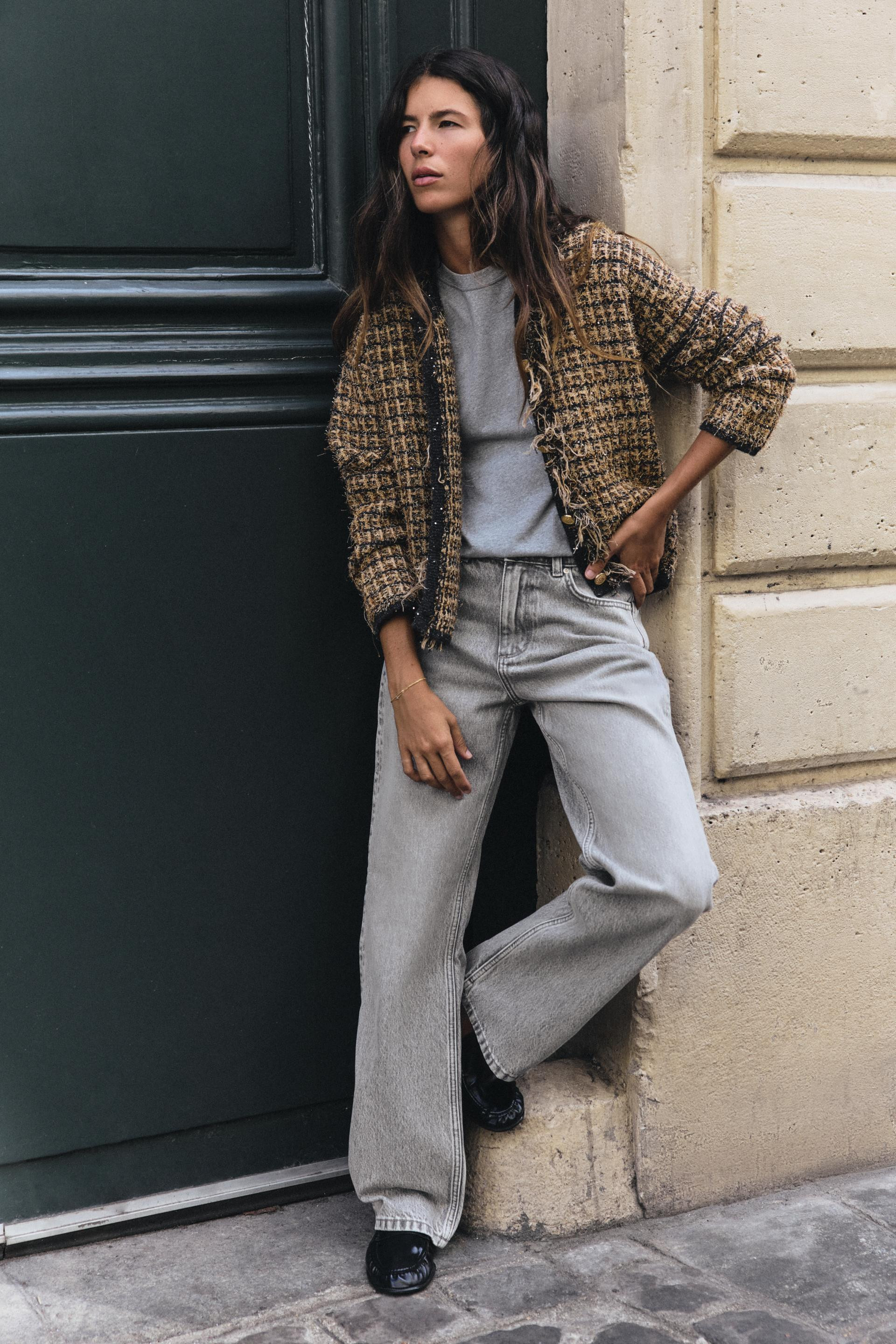Zara - Frayed Metallic Yarn Jacket - Golden - M - Woman | Zara US