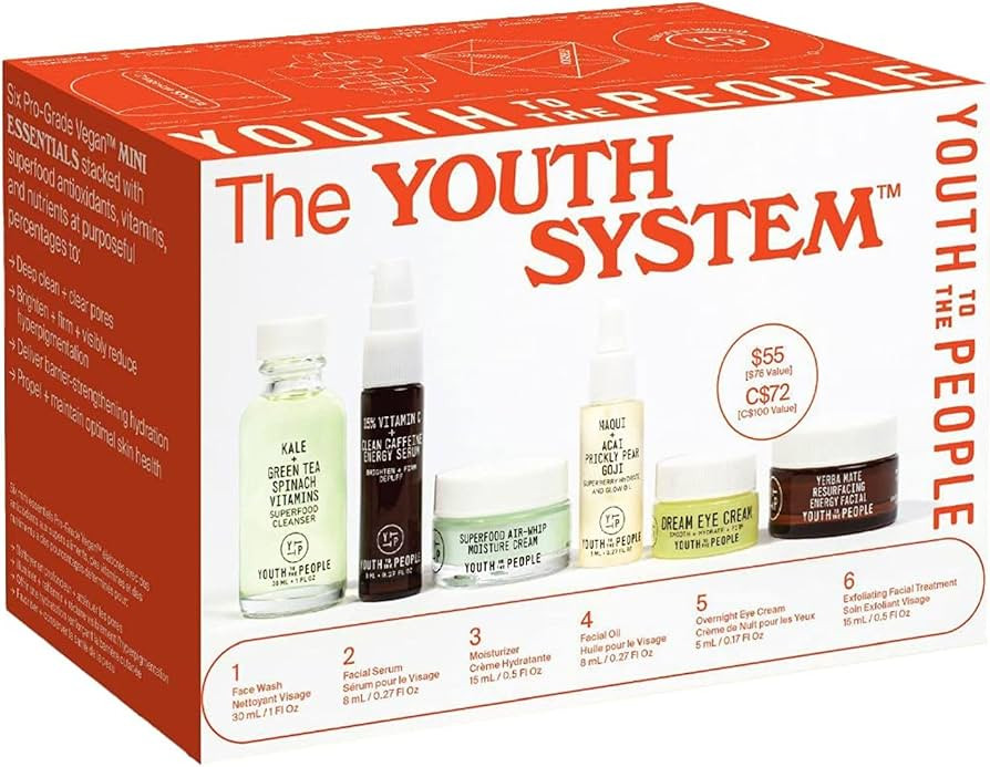 Youth To The People The Youth System - 6 Piece Set with Superfood Cleanser, Face Oil, Moisturizer... | Amazon (US)