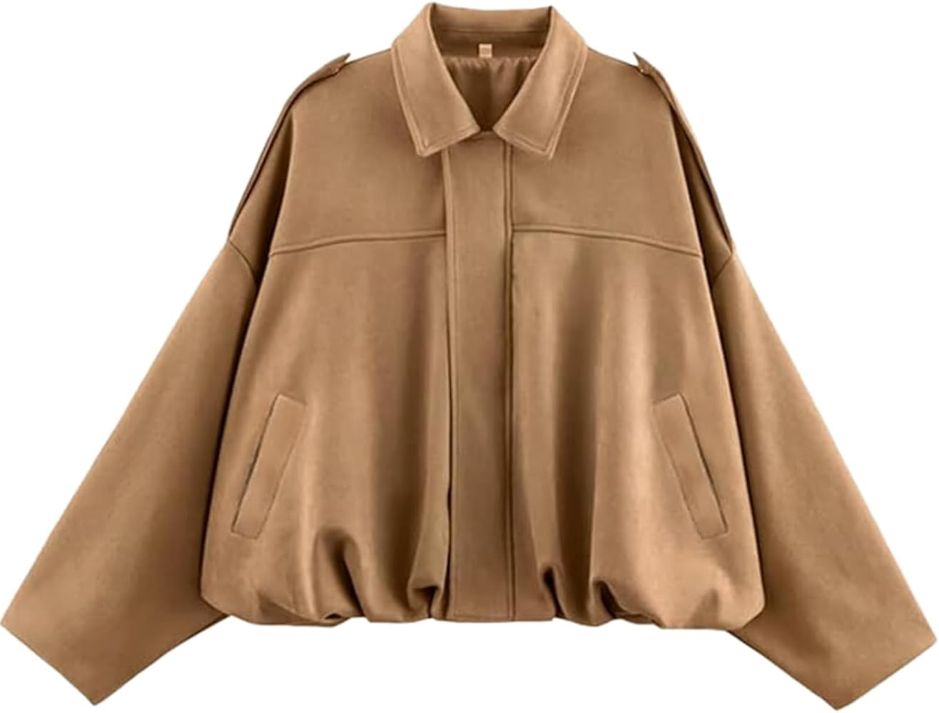 Women\u2019s Faux Suede Bomber Jacket, Oversized Casual Lapel Pilot Coat, Long Sleeves Streetwear... | Amazon (US)