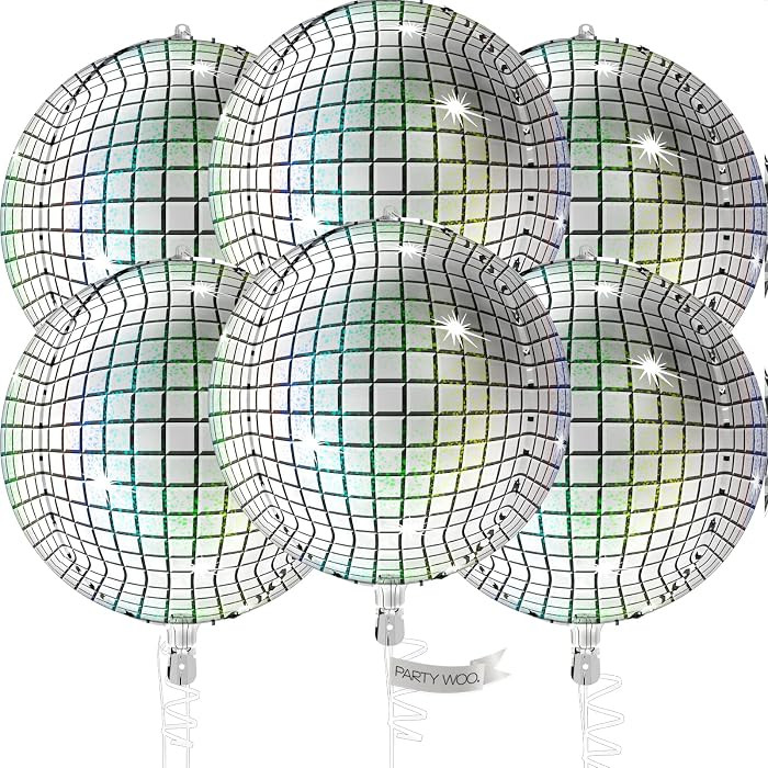 PartyWoo Silver Foil Balloons 6pcs Large Round Giant Jumbo 4D Balloons | Amazon (US)