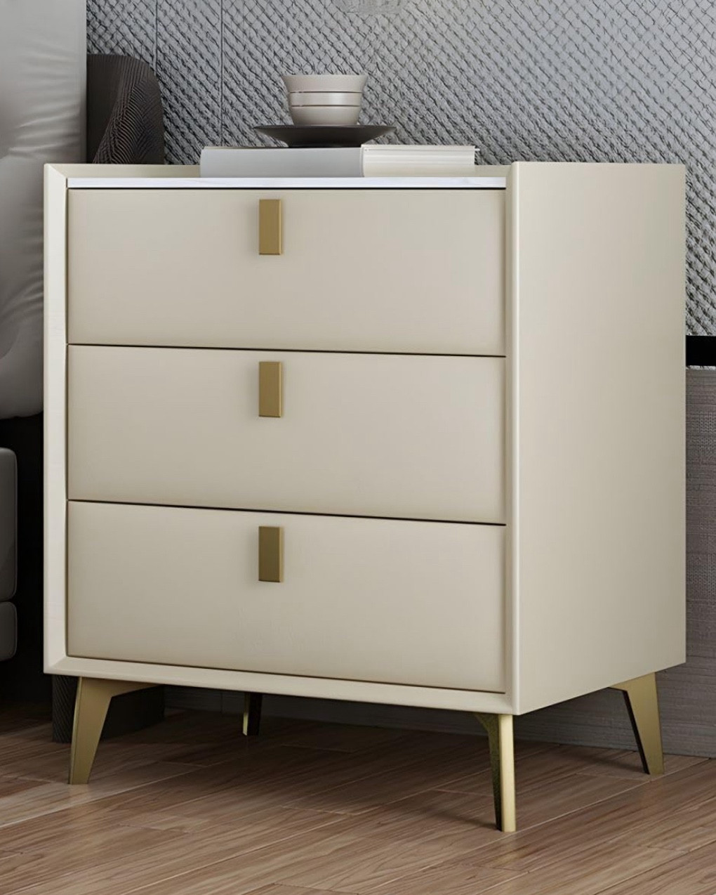 Glam Nightstand Modern Bedside Table with 3 Drawers and Stone Countertop

#LTKHoliday #LTKStyleTip #LTKHome