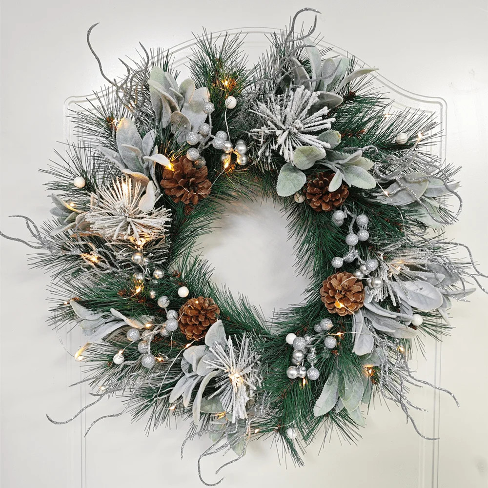 20In Pre-lit Christmas Wreaths for Front Door Winter Wreath Artificial Xmas Outdoor Decoration fo... | Walmart (US)
