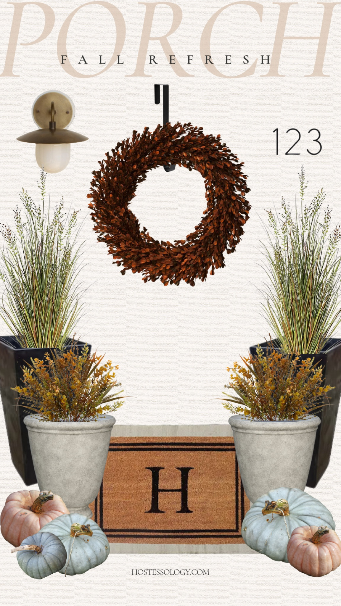 Fall porch updates using layered monogram rugs, faux plants in rustic planters, and the prettiest boxwood wreath 🍂

#fallporch

#LTKSeasonal #LTKFindsUnder100 #LTKHome