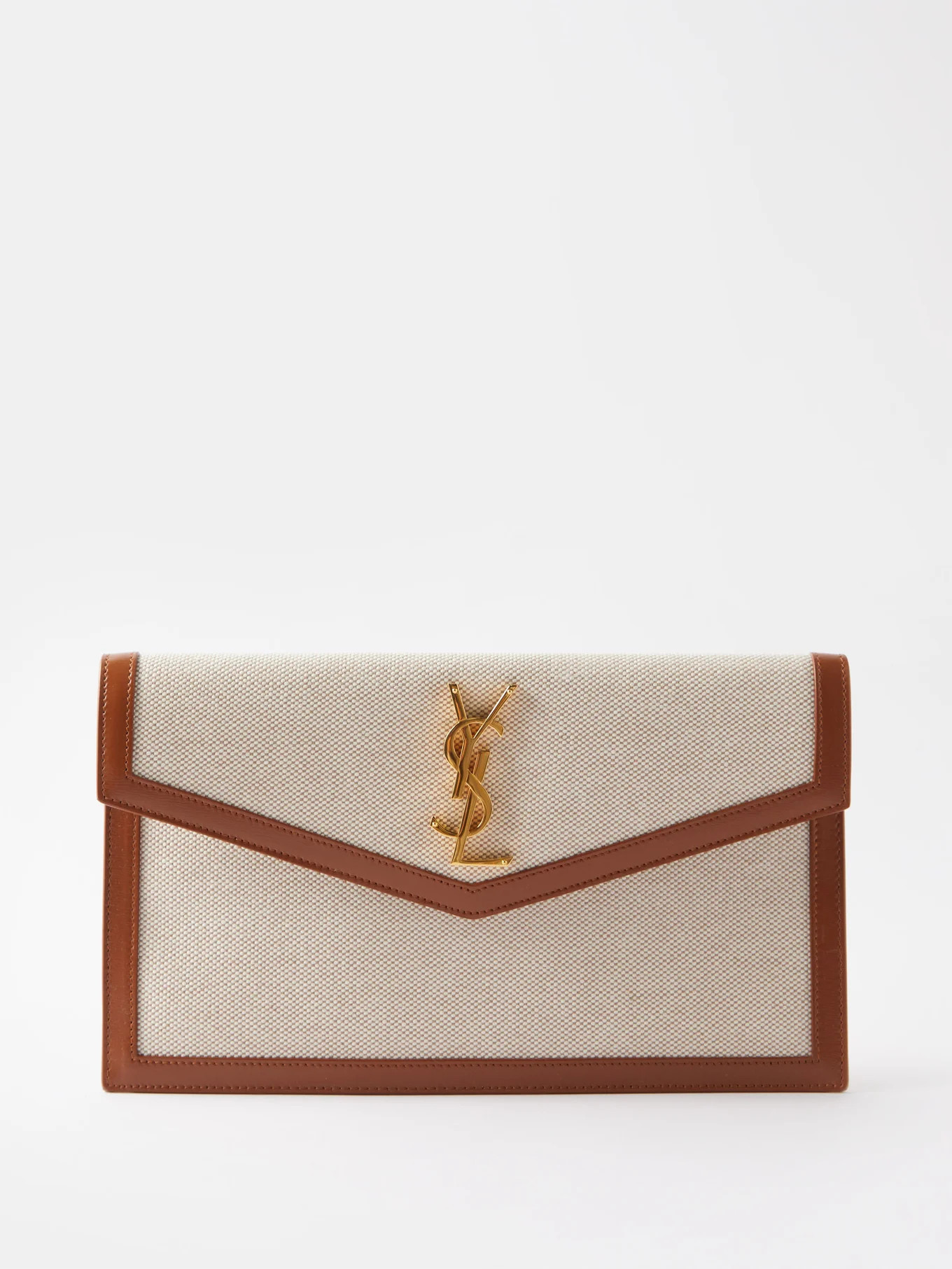 Uptown YSL-monogram cotton-canvas pouch | Matches (US)