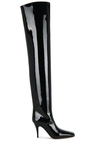 Stella McCartney Patent Alter Mat 95 Over The Knee Boot in Black - Black. Size 40 (also in 36, 37, 38, 39). | FWRD 
