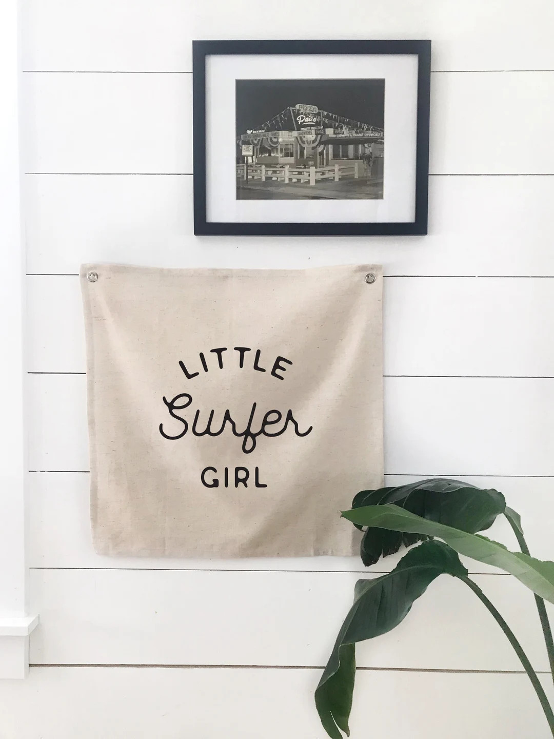 Little Surfer Girl Wall Flag Tapestry, Girls Room Nursery Beach Wall Decor, Linen Banner, Coastal... | Etsy (US)