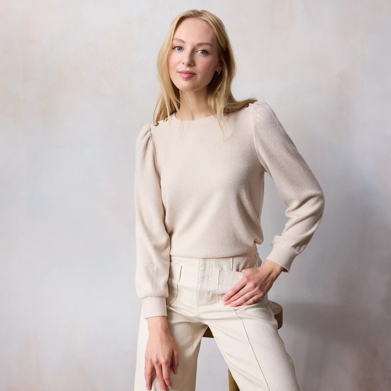 Women's LC Lauren Conrad High Cuff Crew Top | Kohl's