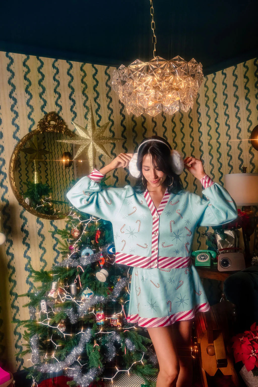 Mint Peppermint Stripe Trim Candy Cane Skirt | Queen of Sparkles