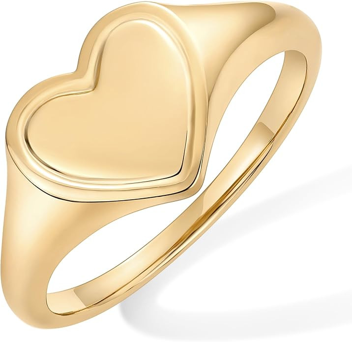 PAVOI 14K Gold Plated Heart Stackable Rings for Women | Love Valentines Statement Chunky Signet R... | Amazon (US)