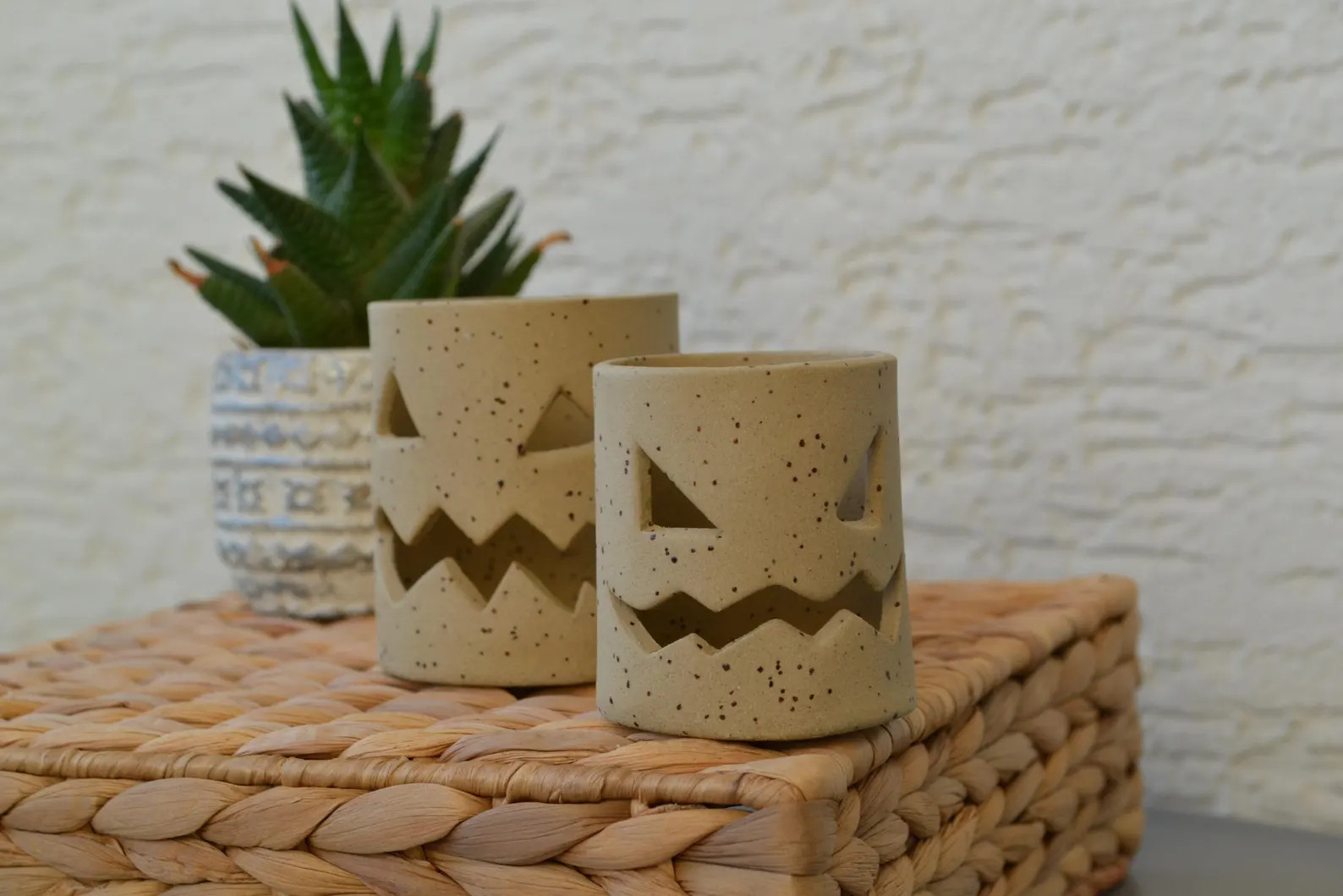 Handmade Stoneware Jack-o'-lantern Ghost Candle Holder: Spooky Pumpkin Halloween Decor, Tealight ... | Etsy (US)