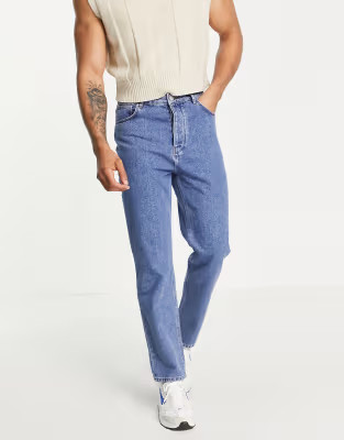 ASOS DESIGN dad jeans in mid wash blue | ASOS (Global)