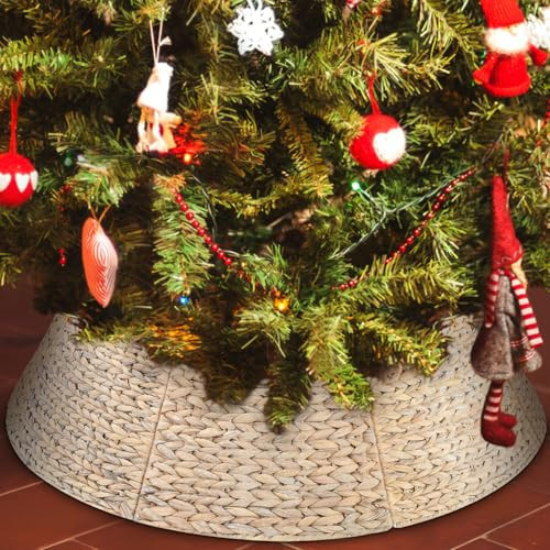 Liliful Christmas Tree Collar Woven Wicker Farmhouse Rustic Tree Skirt Basket Ring for Christmas Decorations (White,42 Inches) | Amazon (US)