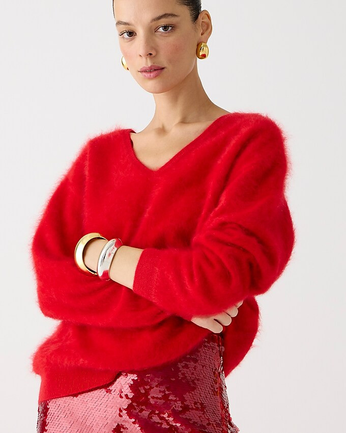 Brushed cashmere relaxed V-neck sweater | J. Crew US