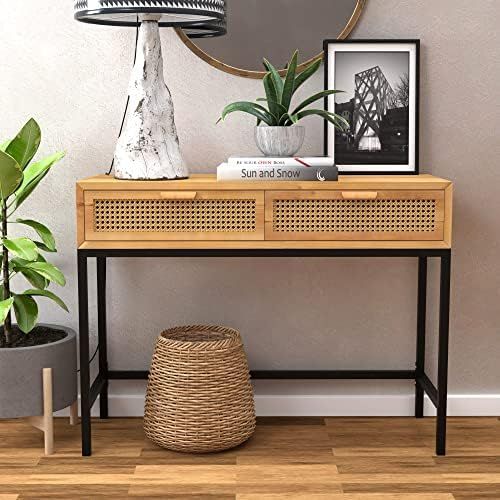 COZAYH Rustic Console Table with 2 Drawers Entryway Hallway Farmhouse Country Style, Cabin-Inspired  | Amazon (US)