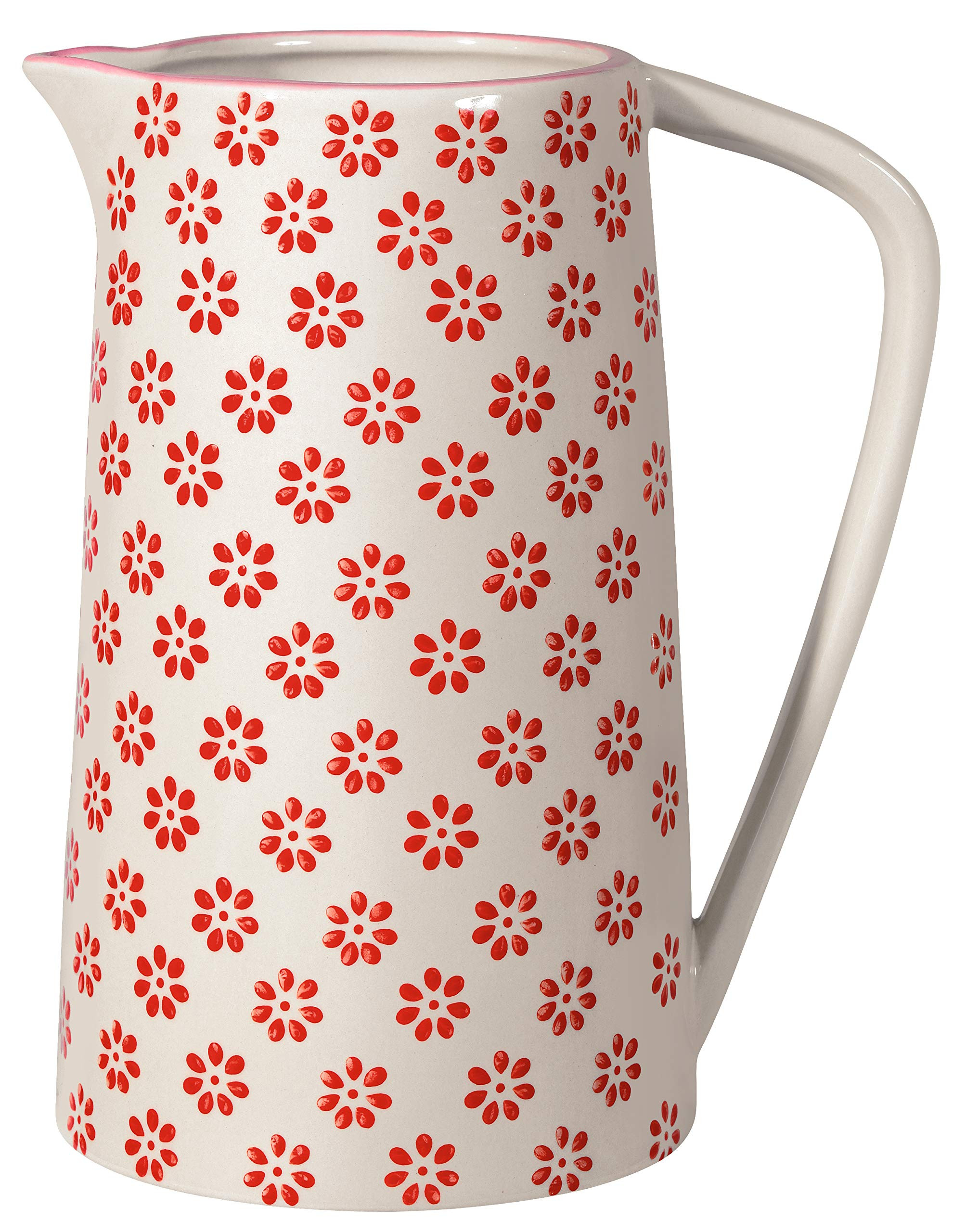 Bloomingville Ceramic Pitcher with Handle Susie - Jug for Water, Juice, Milk Dia 4'' H 6.75'', red, Stoneware, content 28 fl oz | Amazon (US)
