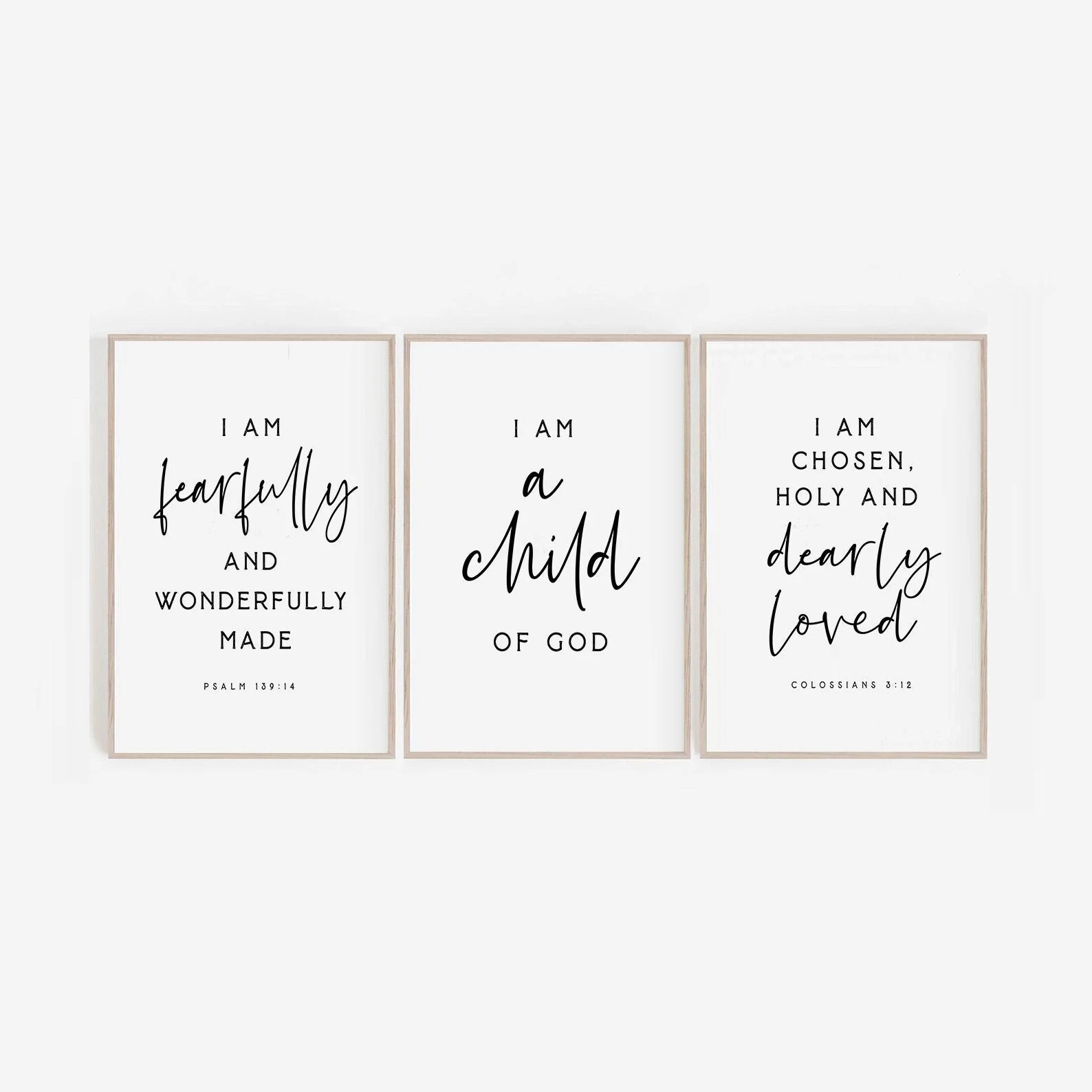 Kids Bible Verse Wall Art Set of 3 Scripture Printable Bible - Etsy | Etsy (US)