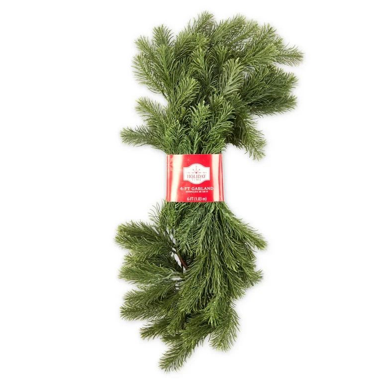 Holiday Time Greenery Christmas Garland, 6 Foot | Walmart (US)