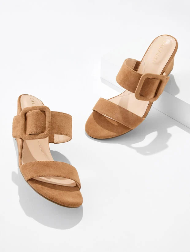 Royce Buckle Wedge Sandals - Suede | Talbots