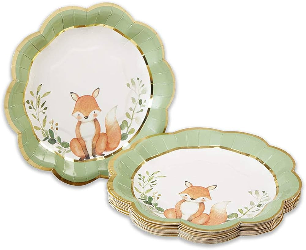Kate Aspen Woodland Baby Shower Decorations - 7 in. Premium Decorative Paper Plates (350 GSM weig... | Amazon (US)