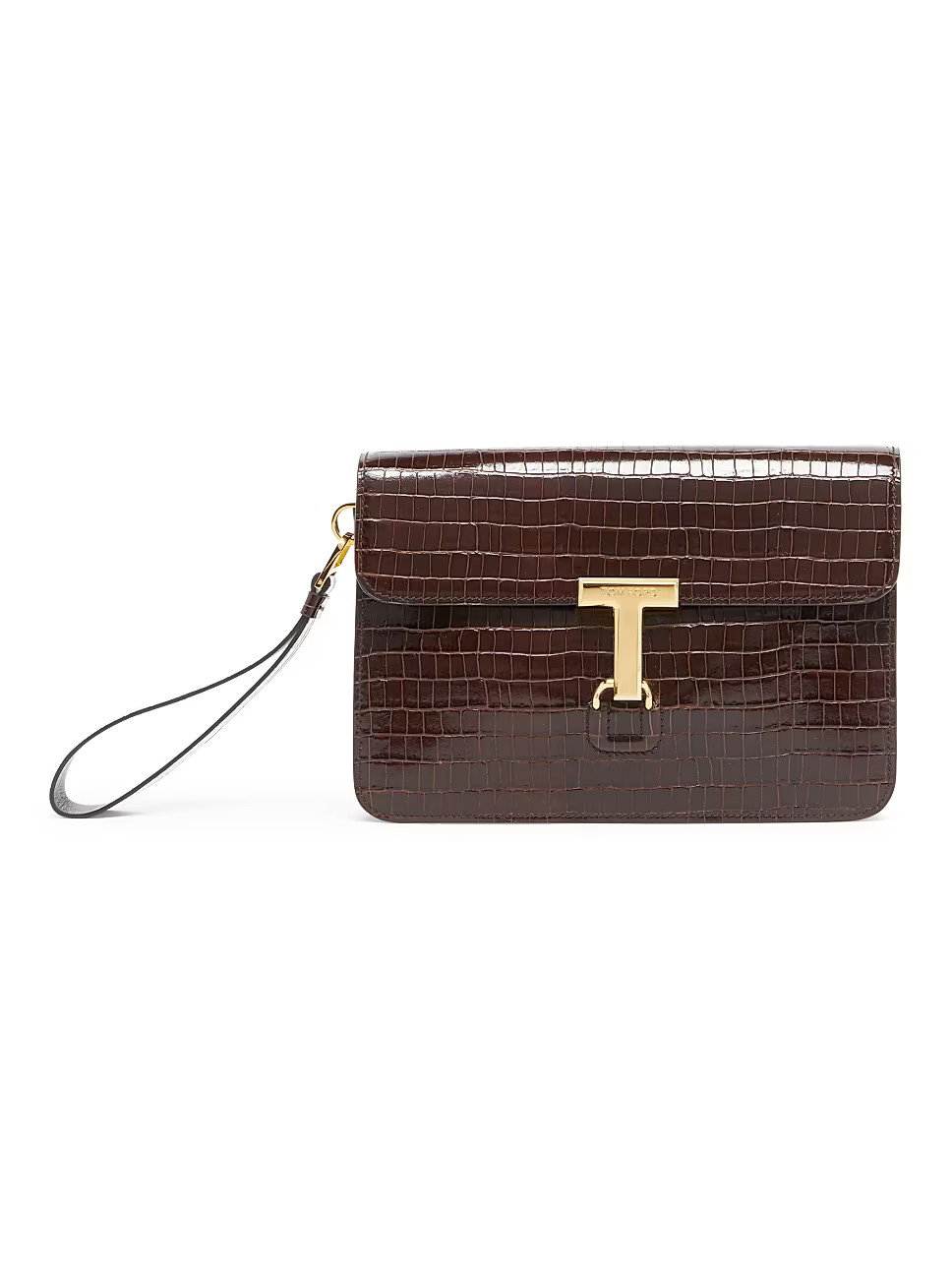 T Pin Glossy Croc -Embossed Leather Portfolio | Saks Fifth Avenue