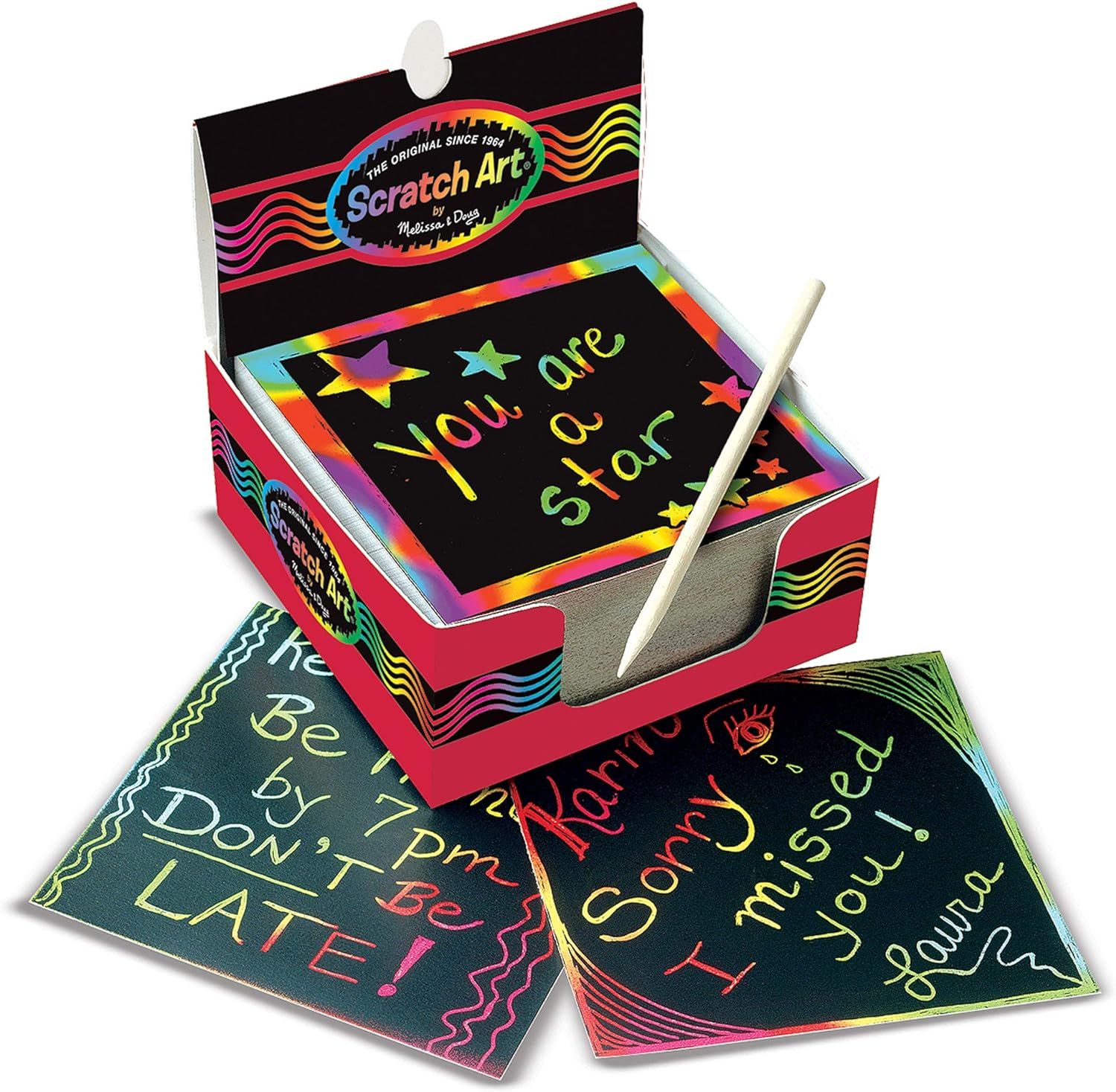 Melissa & Doug Scratch Art Rainbow Mini Notes (125 ct) With Wooden Stylus | Amazon (US)