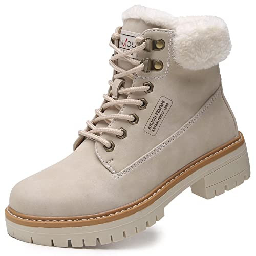 ANJOUFEMME Outdoor Winter Snow Boots For Women - Womens Work Hinking Ankle Boots Waterproof Lightweigh, Backpacking Walking Trekking Hiking Shoes W116-FNW06-GREY-9 | Amazon (US)