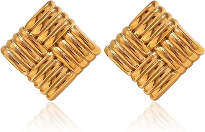 Chunky Gold/Silver Earrings for Women Trendy Gold Knot Earrings Gold Geometry Statement Stud Earr... | Amazon (US)