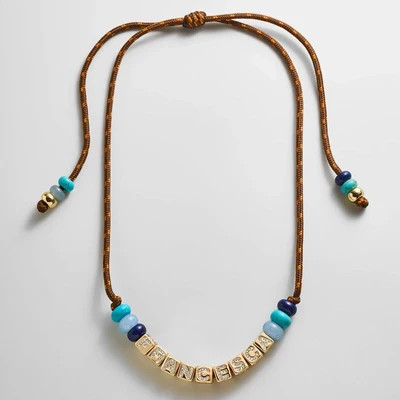 Custom Block Letter Semi-Precious Paracord Necklace - Brown | BaubleBar
