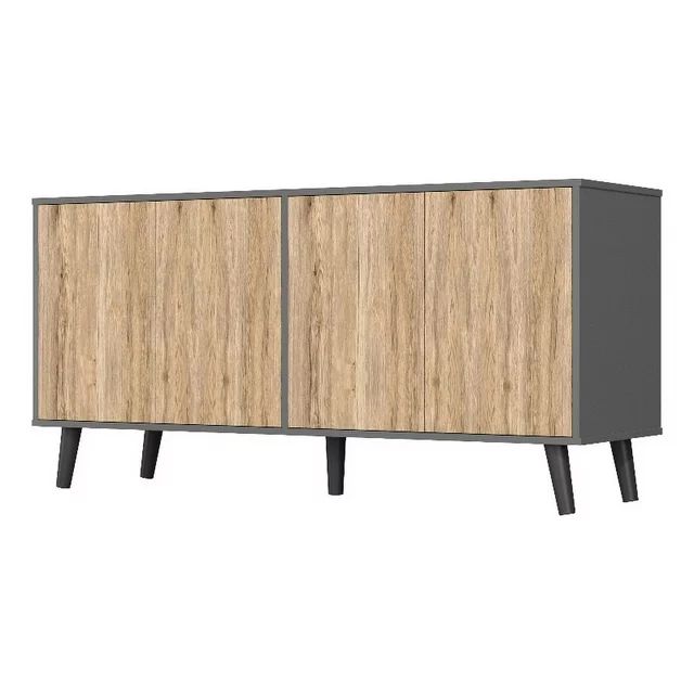 Better Home Products Sideboard Buffet Cabinet with Storage in Dark Gray&Natural | Walmart (US)