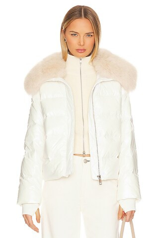 jocelyn Nylon Puffer Jacket With Faux Collar in Ivory from Revolve.com | Revolve Clothing (Global)