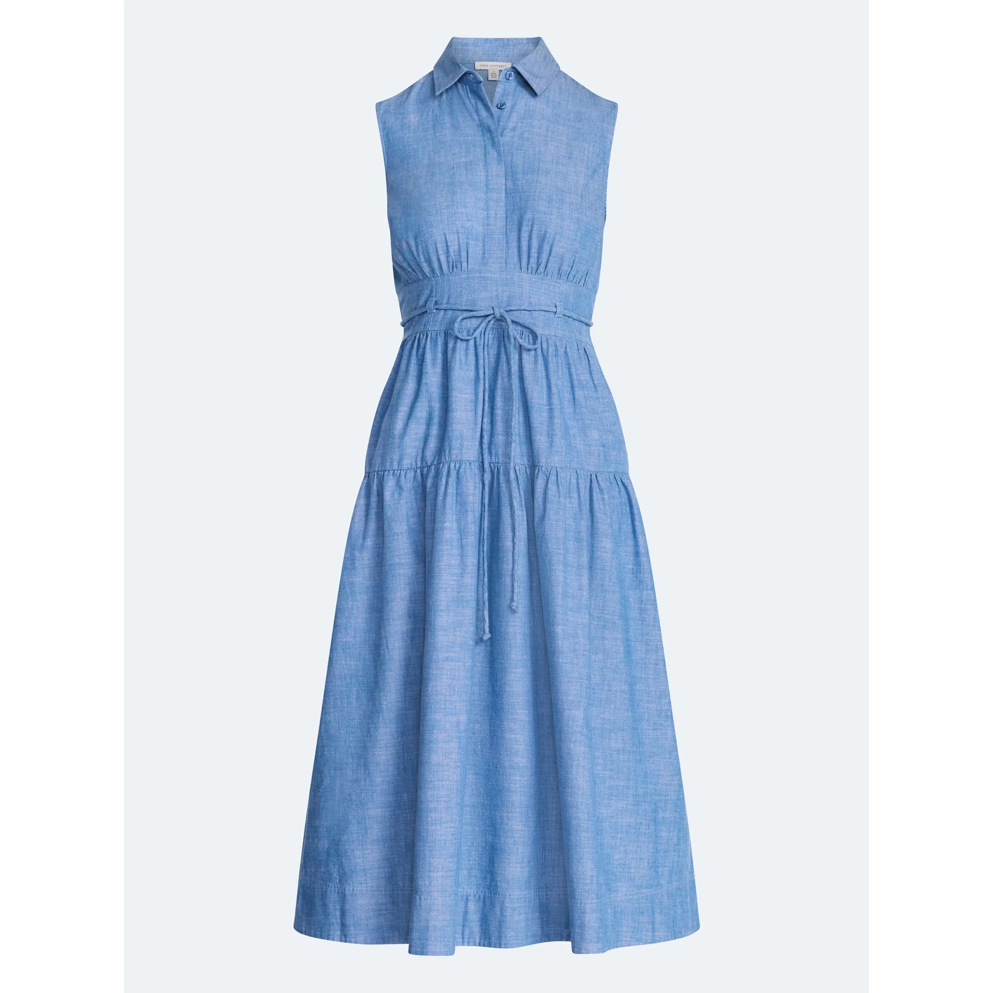 Free Assembly Women's and Women's Plus Sleeveless Cotton Maxi Shirtdress with Belt, Sizes XS-4X | Walmart (US)