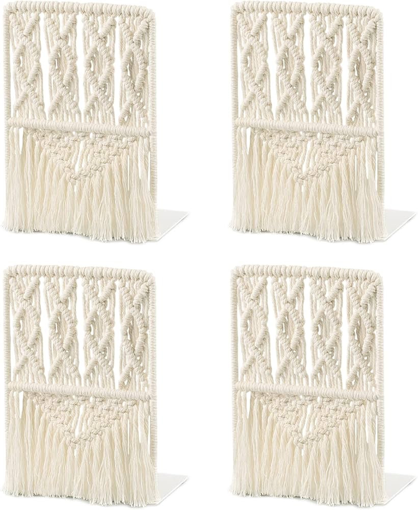 AELS Boho Macrame Bookends, Heavy Duty Metal Book Ends, Decorative Unique Bookend Supports for Sh... | Amazon (US)
