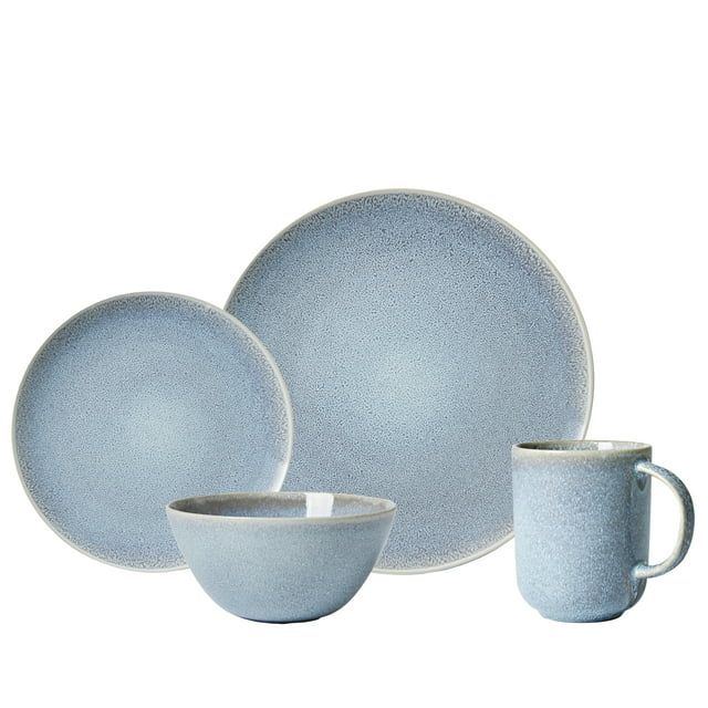 Better Homes & Gardens- Linette Blue Round Stoneware 16-Piece Dinnerware Set | Walmart (US)