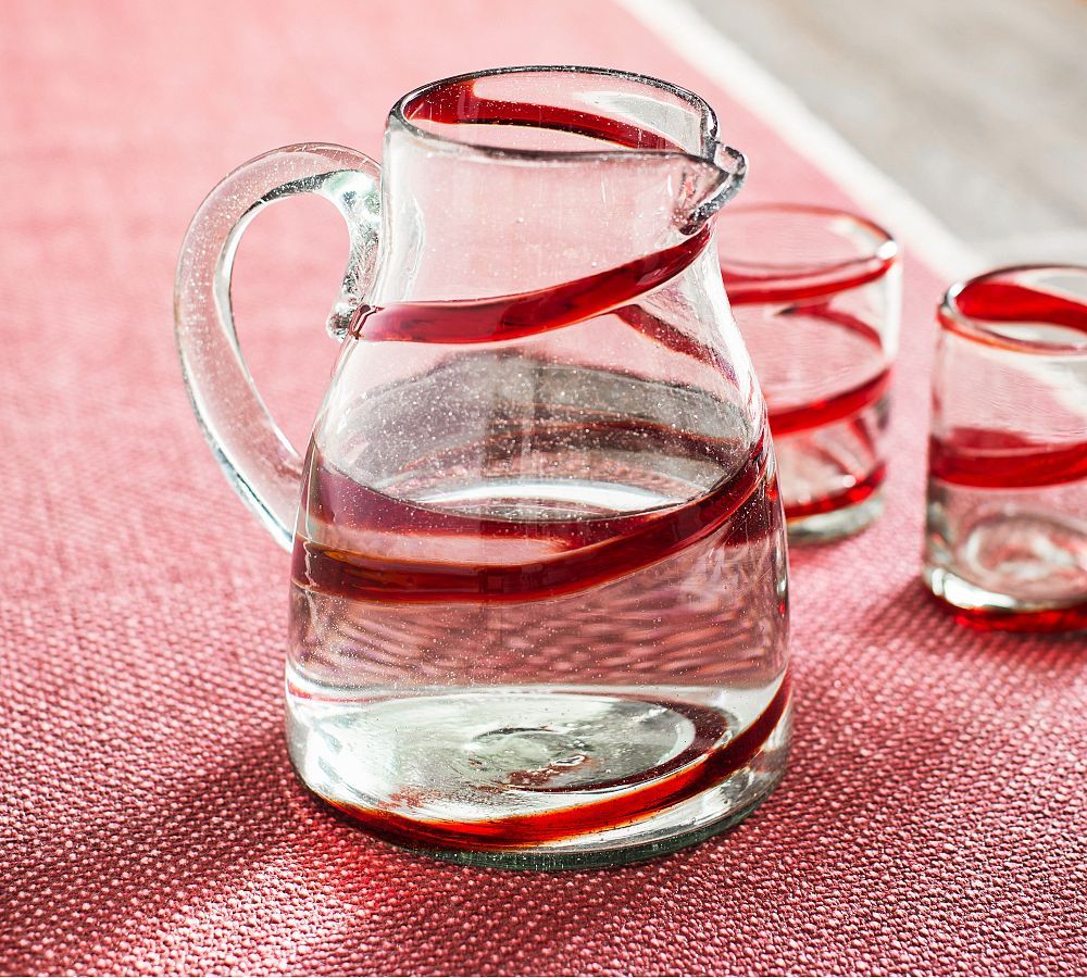 Red Ribbon Handcrafted Recycled Pitcher | Pottery Barn (US)
