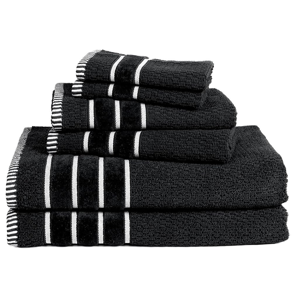 6-Piece Towel Set - Combed Cotton Rice Weave Bathroom Accessories with 2 Bath Towels, 2 Hand Towe... | Amazon (US)