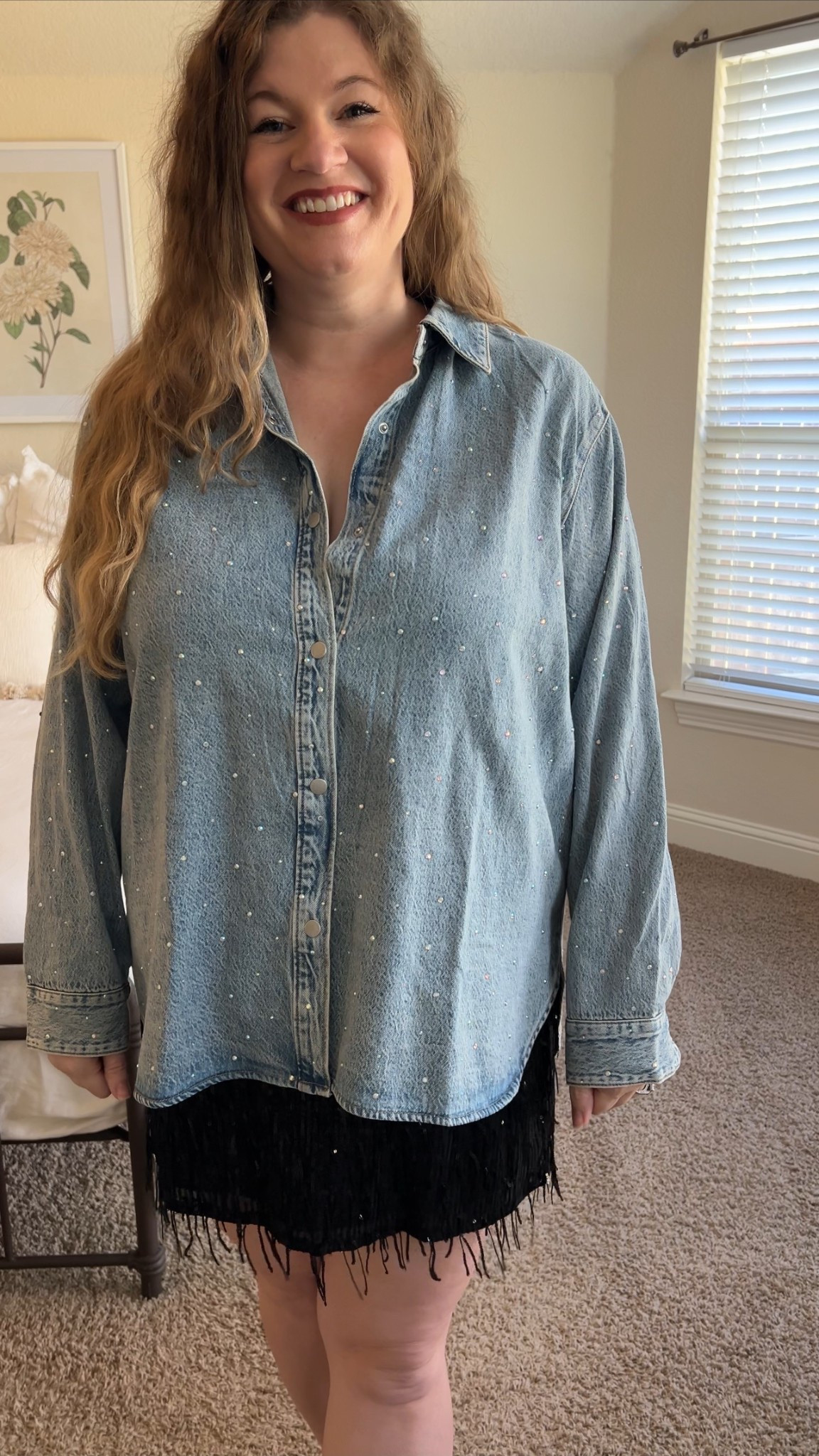 I love a good shiny sparkly moment, especially around the holidays! This denim button up is good quality and comfortable  

#LTKPlusSize #LTKHoliday #LTKFindsUnder50