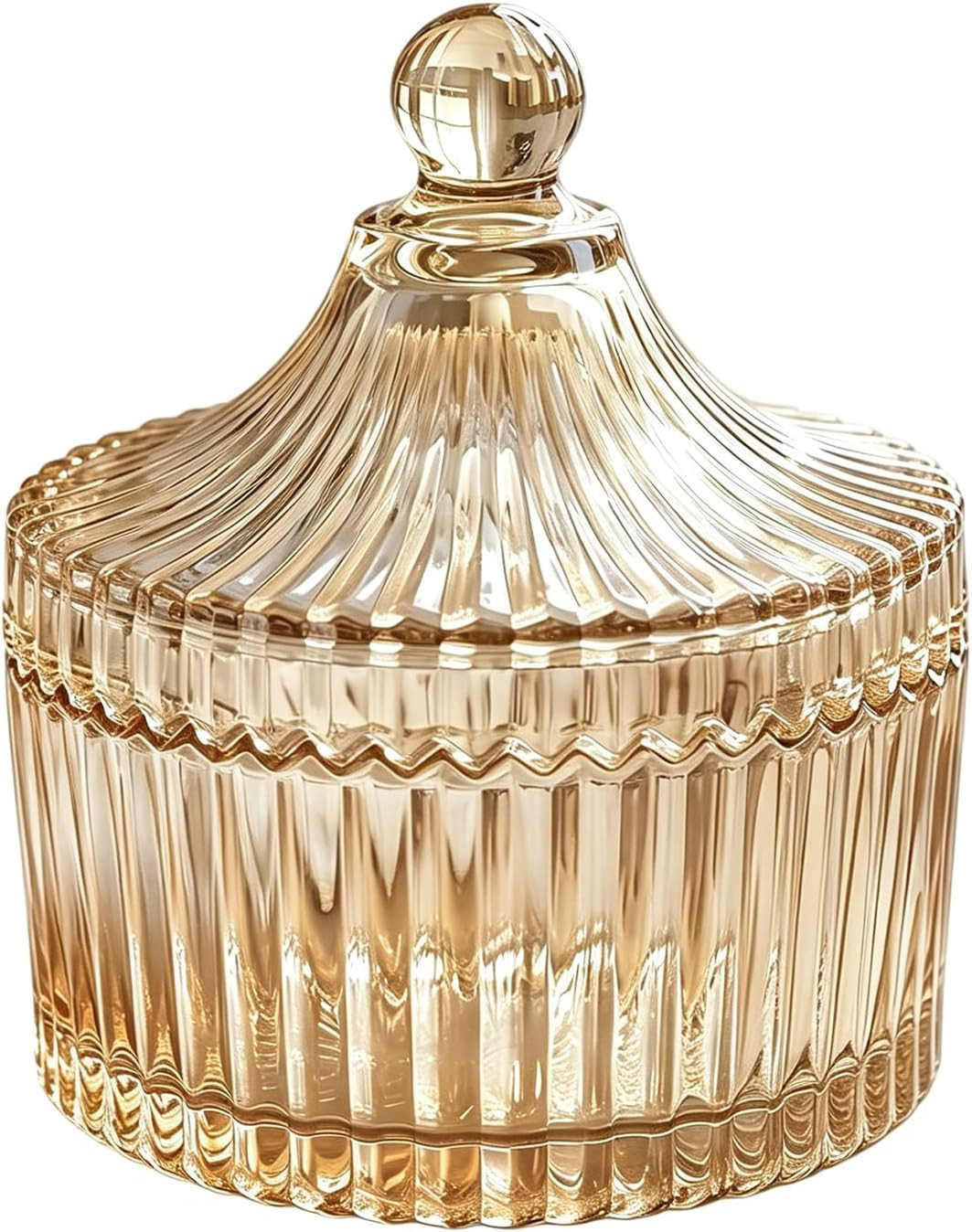 erioctry 220ml/7.44oz Elegant Tent Shaped Crystal Glass Candy Jar with Lid Decorative Snack Storage Container for Wedding Home Office Desktop Gift | Amazon (US)