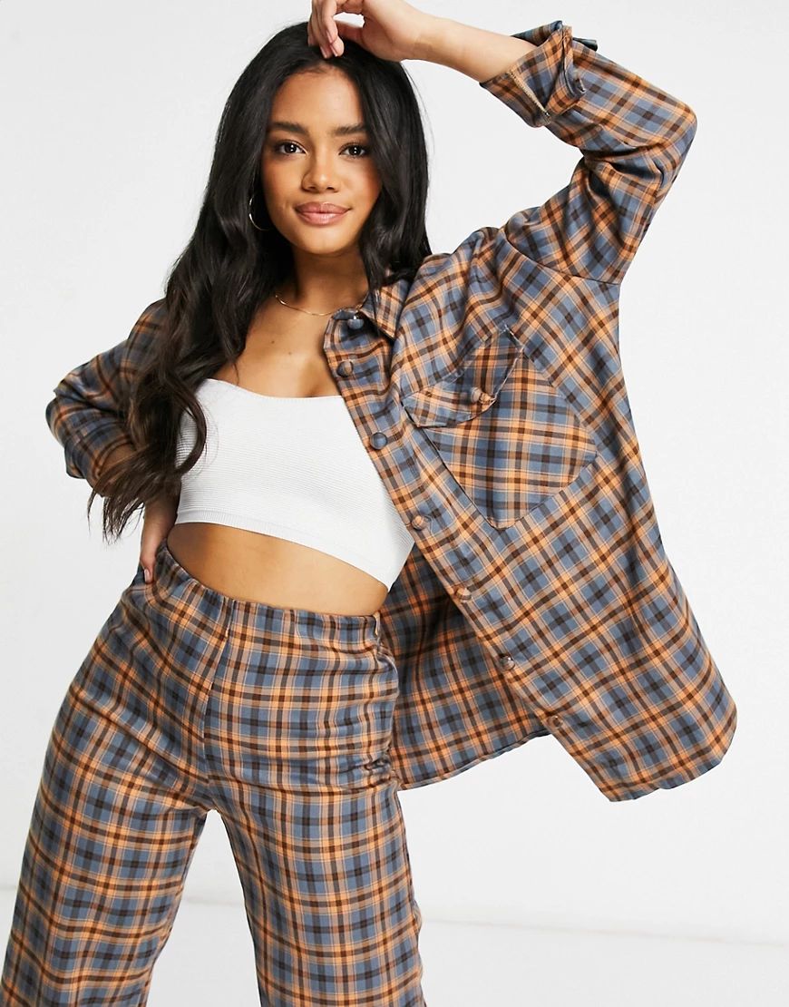 Heartbreak oversized matching shirt in multi check | ASOS (Global)