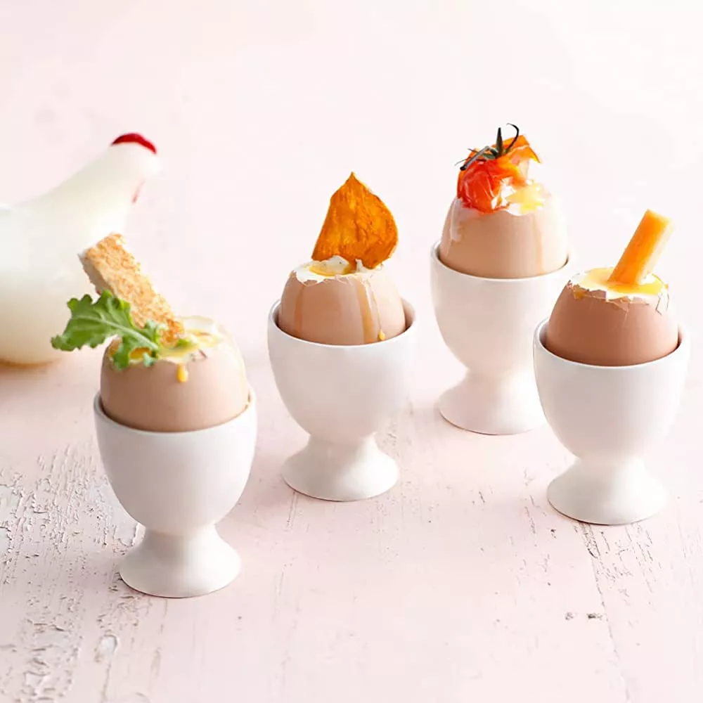 Ceramic Egg Cups Set of 2 Egg Stand Holders for Soft Hard Boiled Eggs