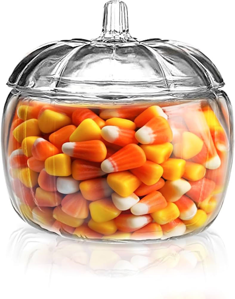 70 oz. Glass Pumpkin Candy Jar with Lid – Large Storage Container for Halloween Treats, Candies... | Amazon (US)