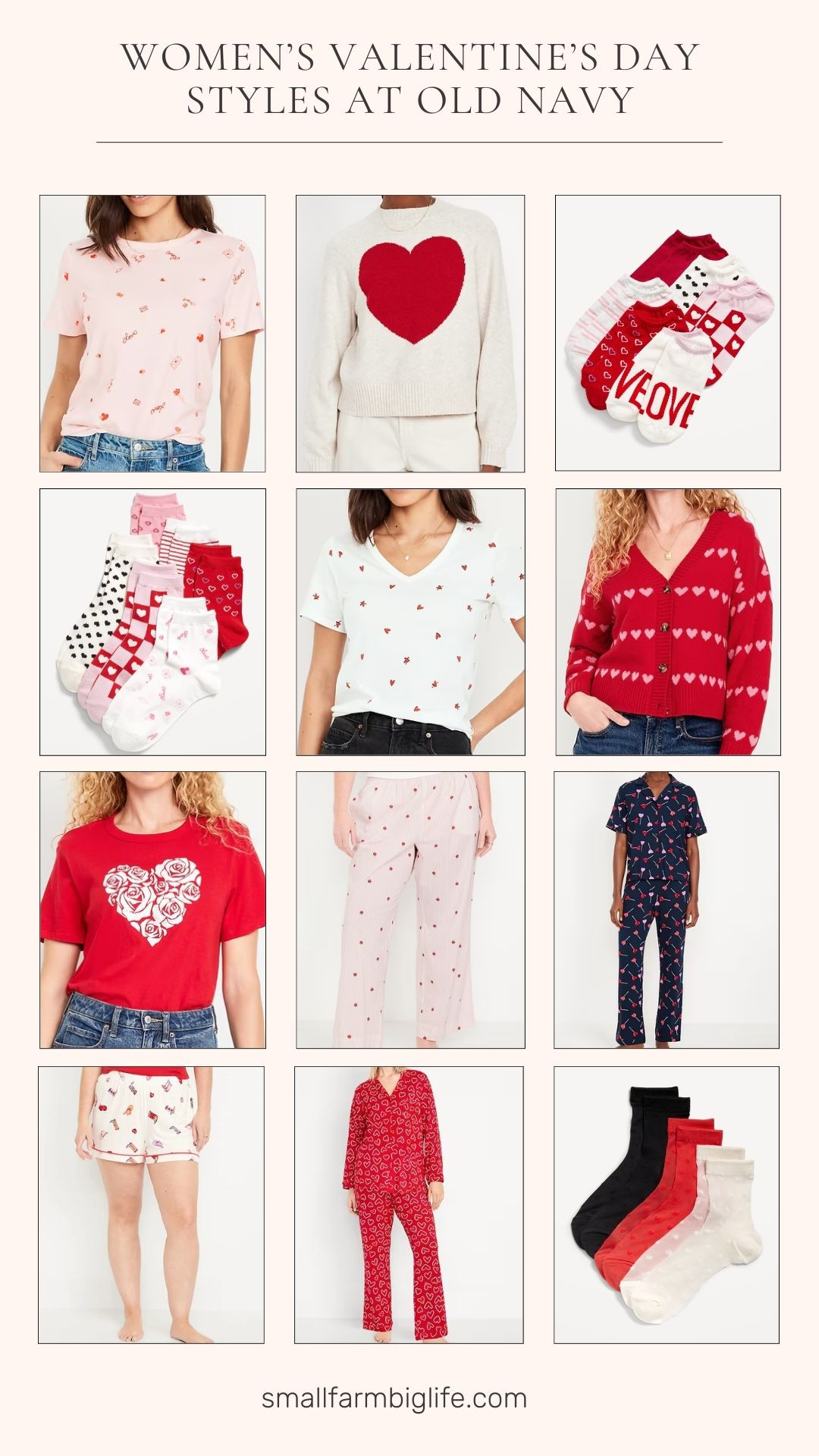 Women's Valentine's Day Styles at Old Navy. Heart Sweater. Heart T-shirts. Heart Sheer Nylon Crew Sock 3-Pack for Women. Knit Jersey Pajama Short. High-Waisted Poplin Pajama Pant. Heart 6-Pack Novelty Quarter Crew Socks for Women. Heart Ankle Socks 6-Pack for Women. Red Heart EveryWear Graphic T-Shirt. Pink EveryWear Crew-Neck T-Shirt. White with Red Hearts EveryWear V-Neck T-Shirt. Red and Pink SoSoft Valentine Print Cardigan Sweater. Red and White Heart Knit Jersey Pajama Pant Set. Navy Blue with Heart Suckers Classic Pajama Pant Set. Cream with Red Heart SoSoft Loose Valentine Sweater.  

 #LTKGiftGuide #LTKSeasonal #LTKFindsUnder50