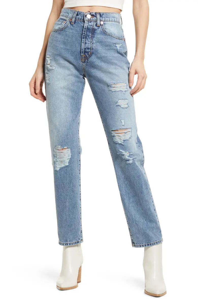 Modern American Bancroft High Waist Distressed Nonstretch Mom Jeans | Nordstrom | Nordstrom Canada