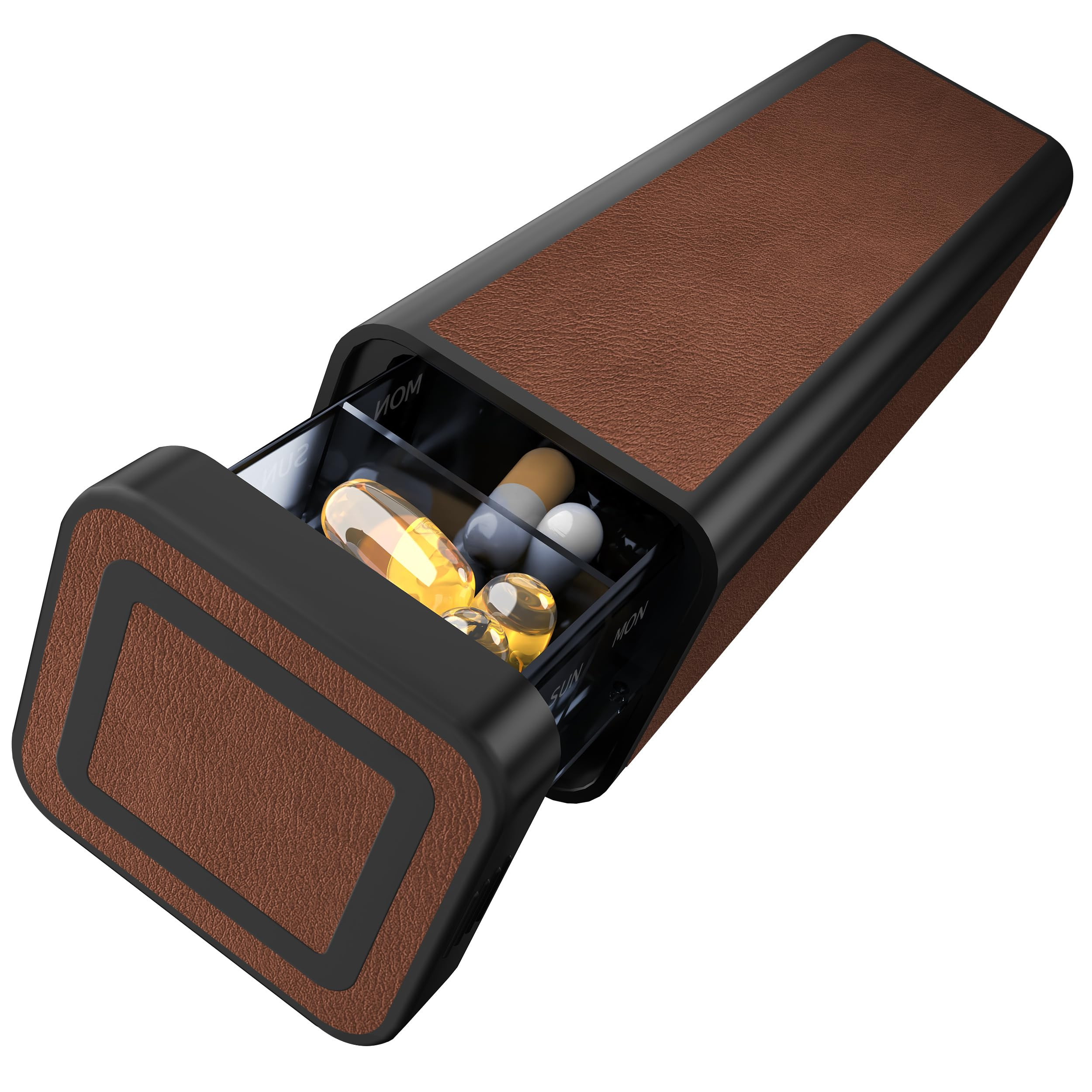 Weekly Pill Organizer 7 Day, Discreet Leather Pill Case for Purse or Pocket, Easy Slide-Out Daily... | Amazon (US)