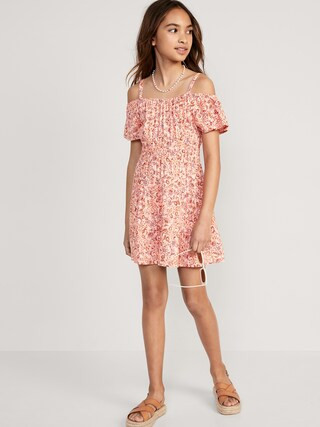 Cold-Shoulder Tiered Swing Dress for Girls | Old Navy (US)