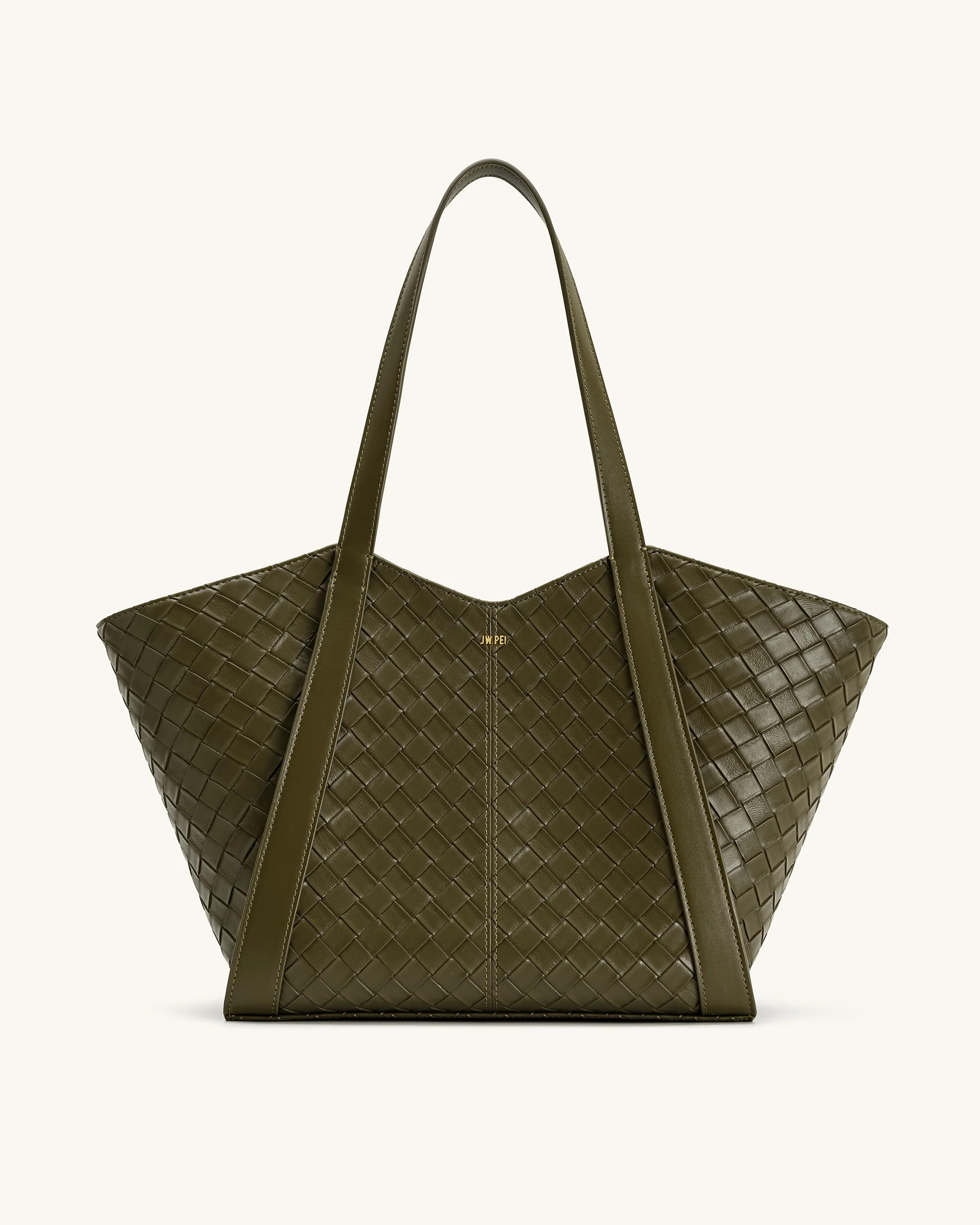 Kiana Large Capacity Weave Texture Tote Bag - Dark Olive | JW PEI US
