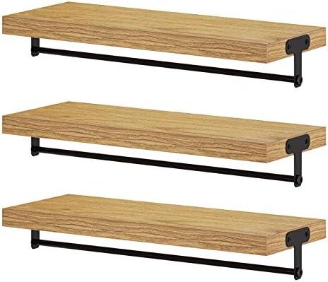 Amazon.com: GREENSTELL Floating Shelves Wall Mounted, Composite Wood Wall Shelves with Towel Bar,... | Amazon (US)